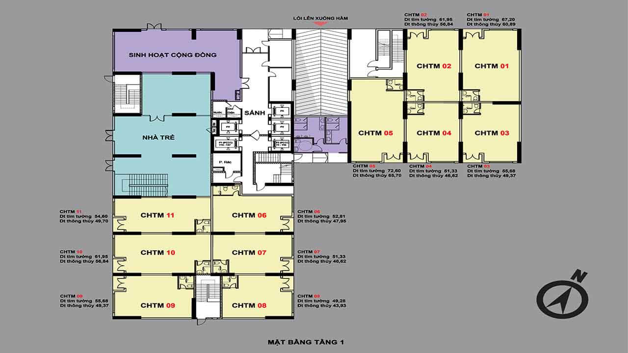 Mặt bằng tầng 1 bcons sala