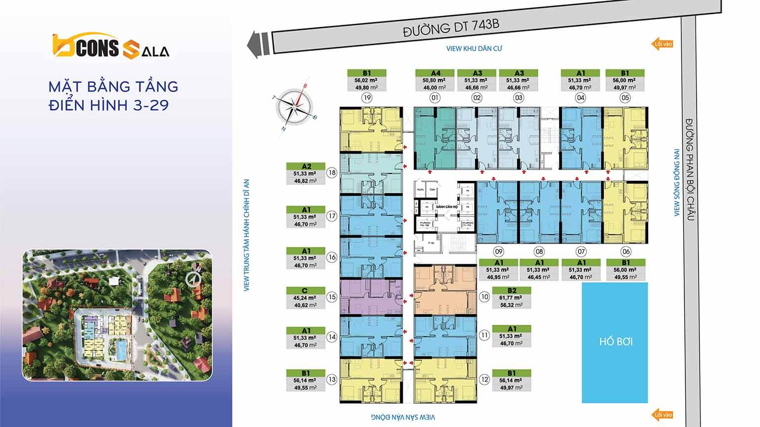 Mặt bằng tầng điển hình bcons sala